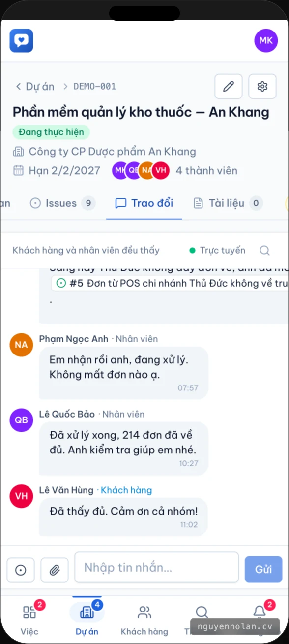 Project chat on a phone