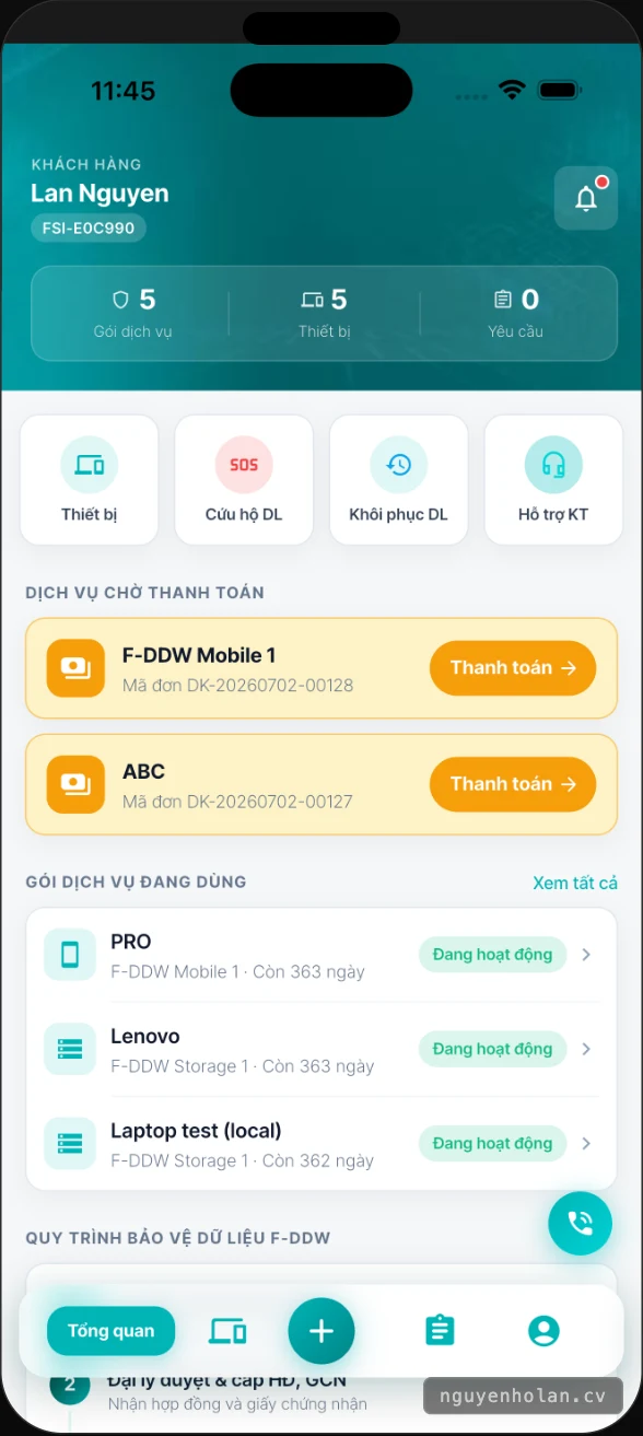 App cho khách và nhân viên hiện trường