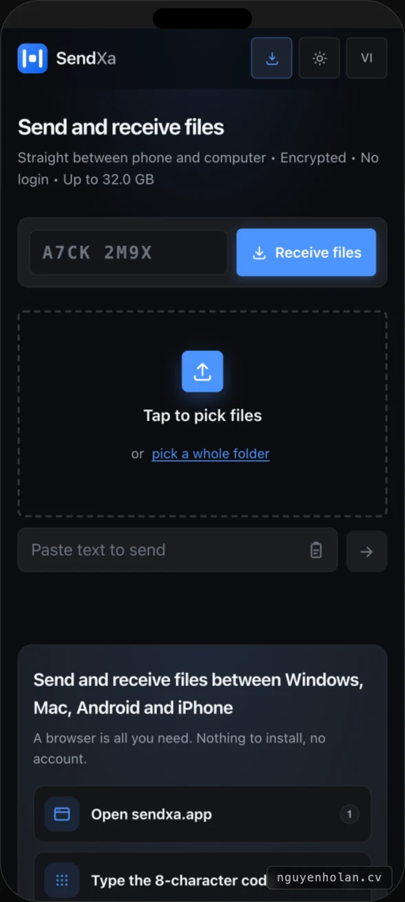 Sending from a phone